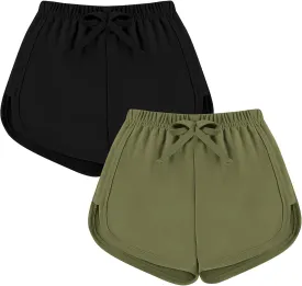 2 Pack Toddler Baby Girl Shorts Solid Little Girls Shorts Baby Summer Athletic Pants with Drawstring 18M-6T