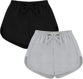 2 Pack Toddler Baby Girl Shorts Solid Little Girls Shorts Baby Summer Athletic Pants with Drawstring 18M-6T