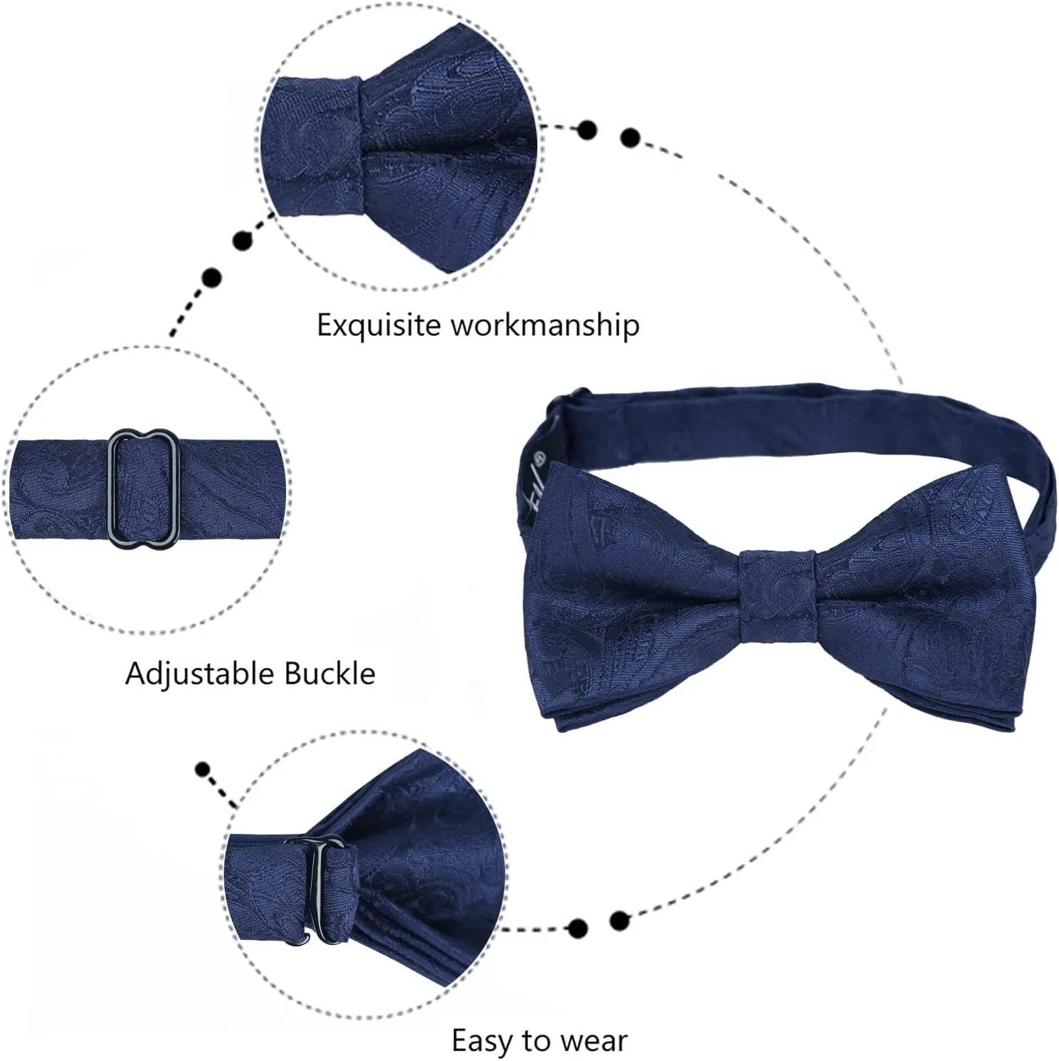 Alizeal Boys Adjustable Fashion Paisley Floral Strapped Pre-tied Kids Bow Tie