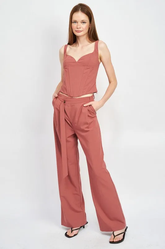Asymmetrical Long Belt Trousers