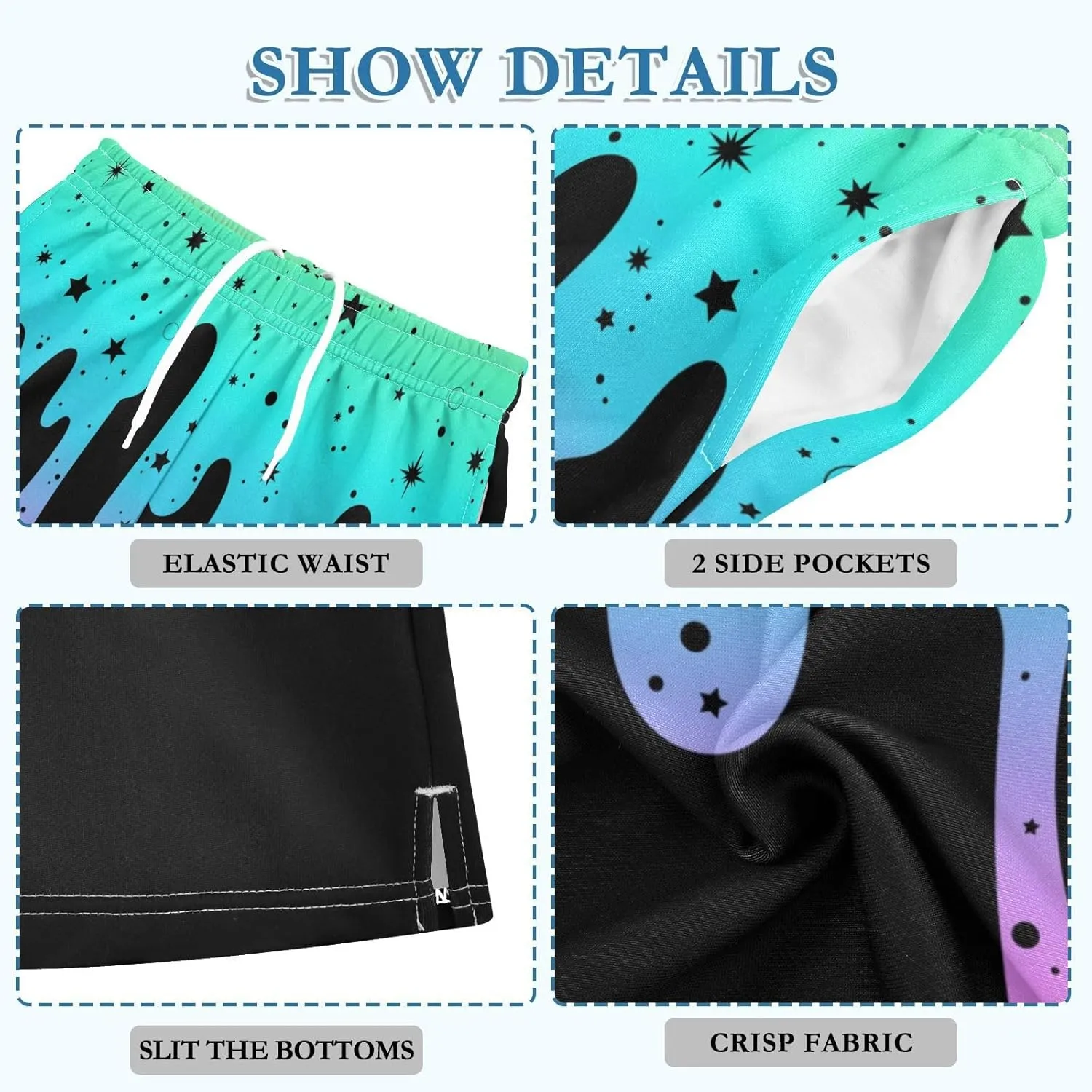 Athletic Gym Shorts Boys Casual Shorts Elastic Waist with Pockets, Summer Kids Bottom for Sports Homewear 7-15 Years