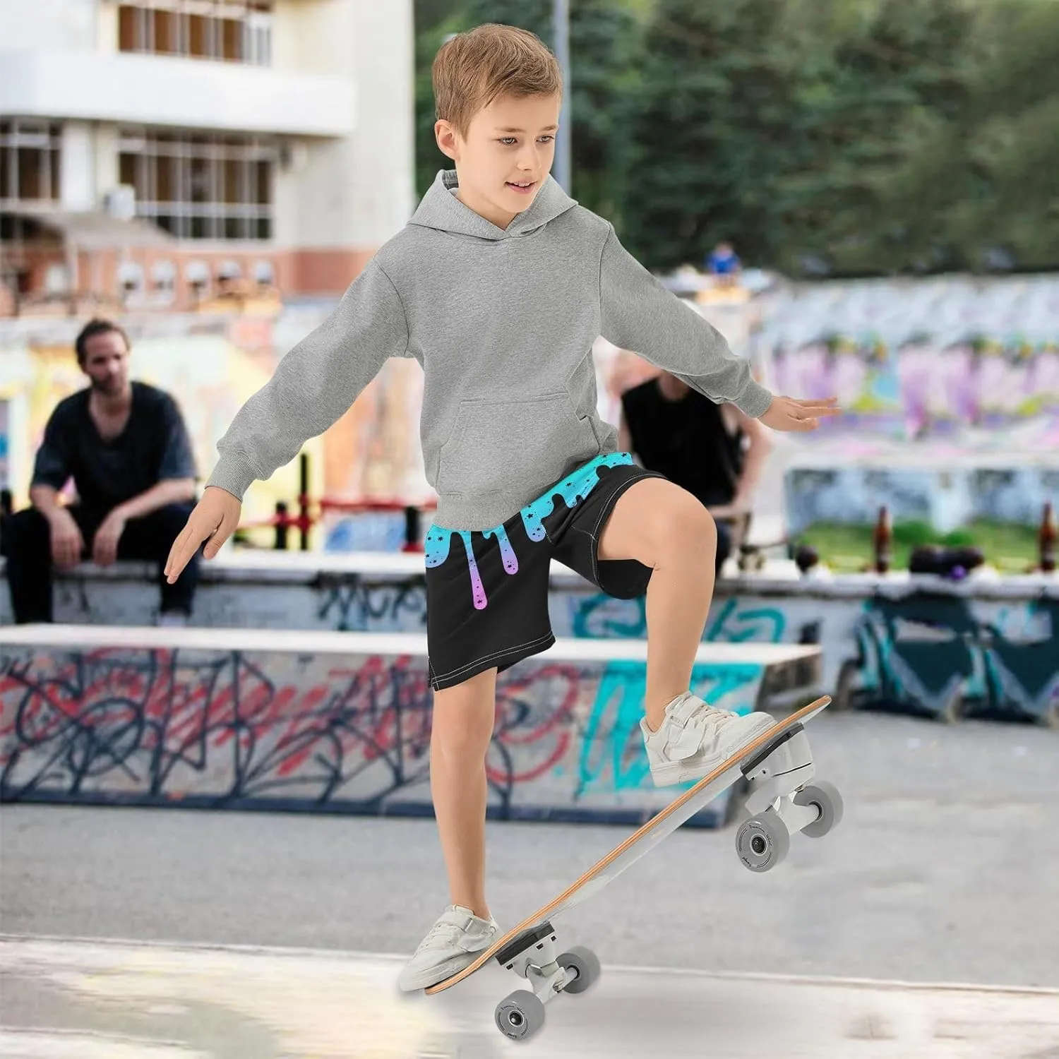 Athletic Gym Shorts Boys Casual Shorts Elastic Waist with Pockets, Summer Kids Bottom for Sports Homewear 7-15 Years