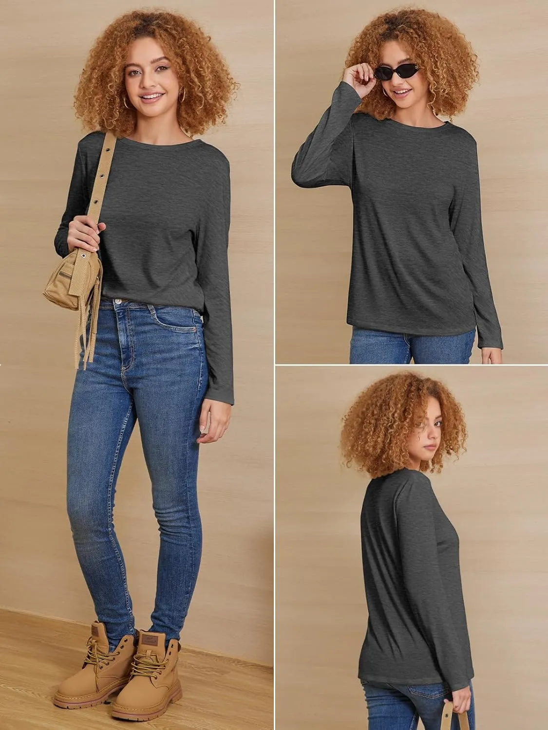 ATHMILE Womens Long Sleeve Shirts Basic Tee Fall Trendy Spring Top Business Casual Beach Vacation Workout 2025 Fashion