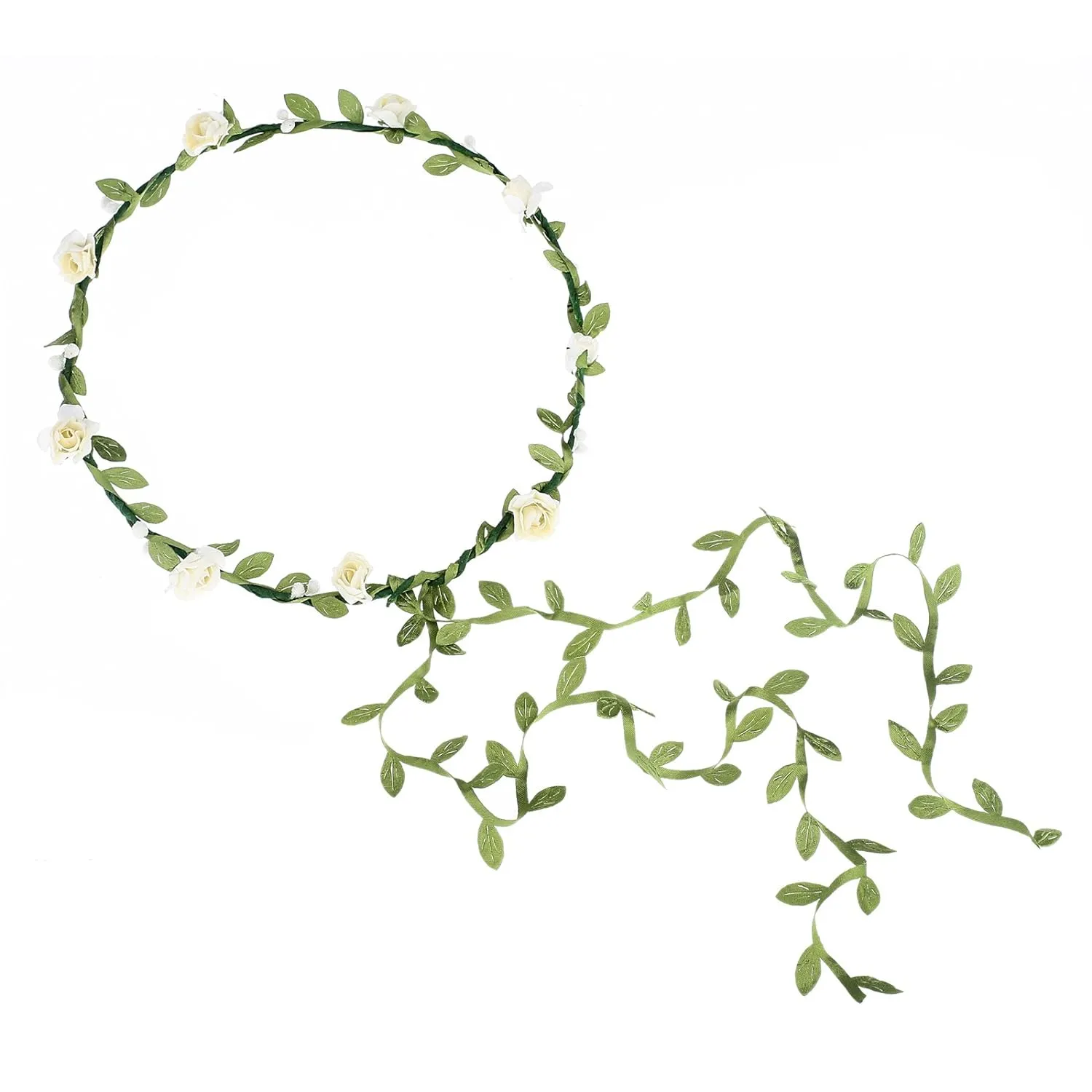 AWAYTR 2Pcs Fashion for Bohemian Style Wedding Bride Bridal Headdress Floral Flower Garland Headwear Headbands (Cream white mixed-color)