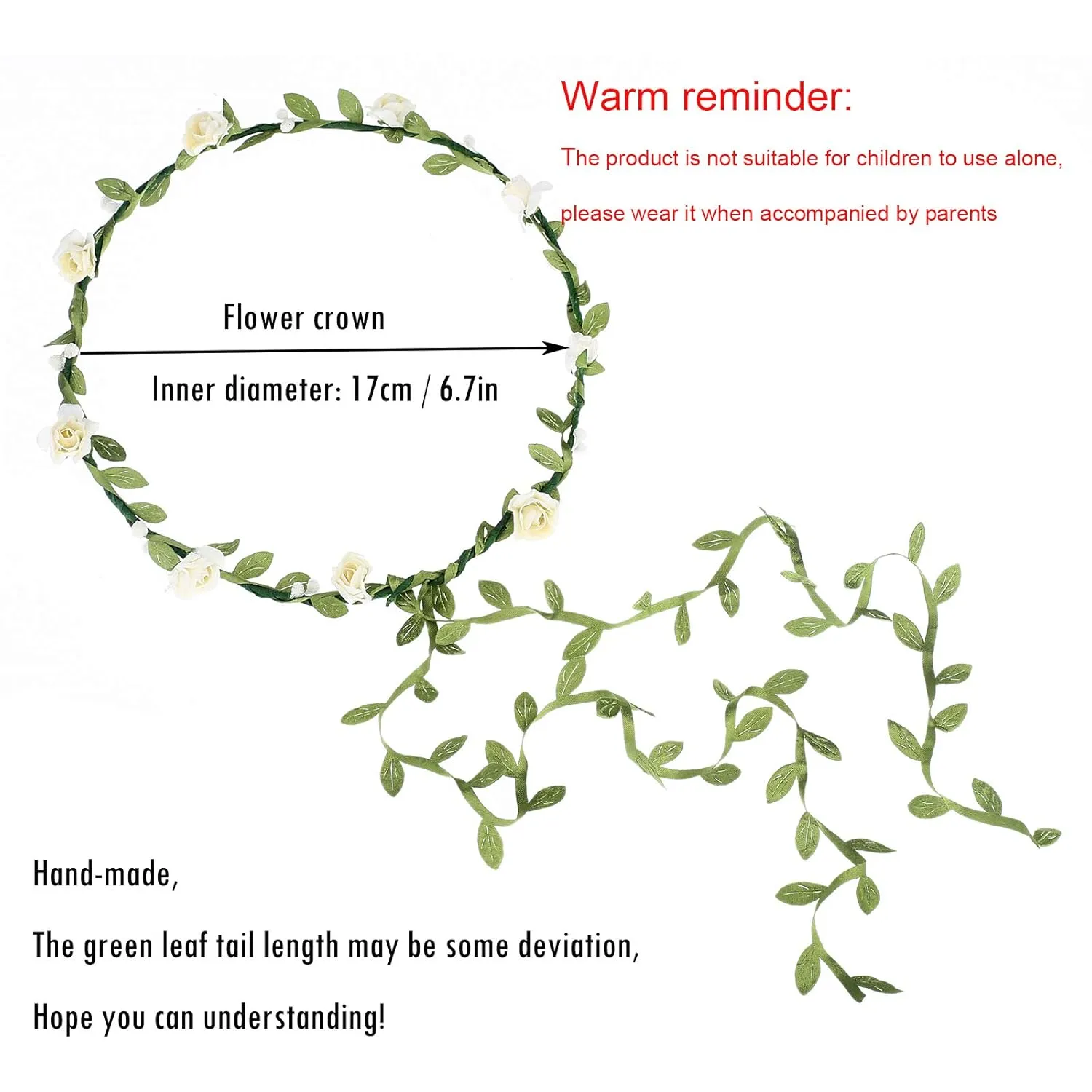 AWAYTR 2Pcs Fashion for Bohemian Style Wedding Bride Bridal Headdress Floral Flower Garland Headwear Headbands (Cream white mixed-color)