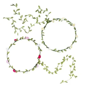 AWAYTR 2Pcs Fashion for Bohemian Style Wedding Bride Bridal Headdress Floral Flower Garland Headwear Headbands (Cream white mixed-color)