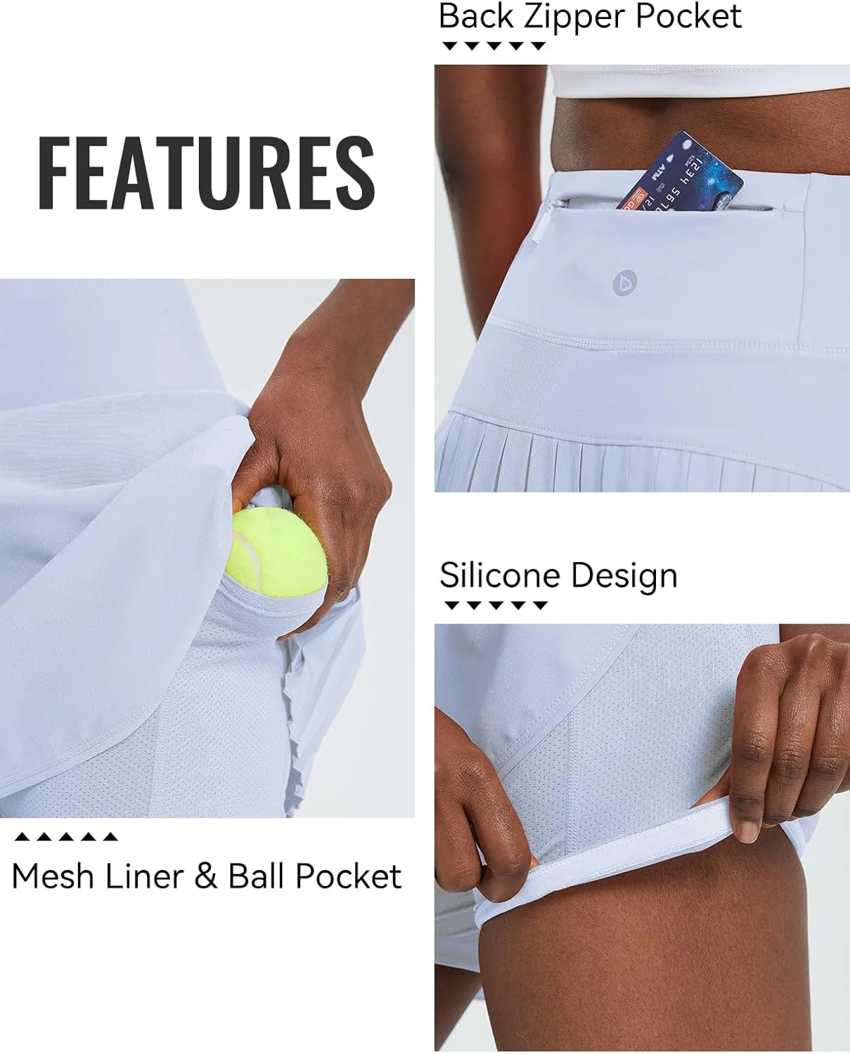 baleaf Women's Pleated Tennis Skirt Golf Skorts for Woman High Waisted Lightweight Athletic Shorts Pockets