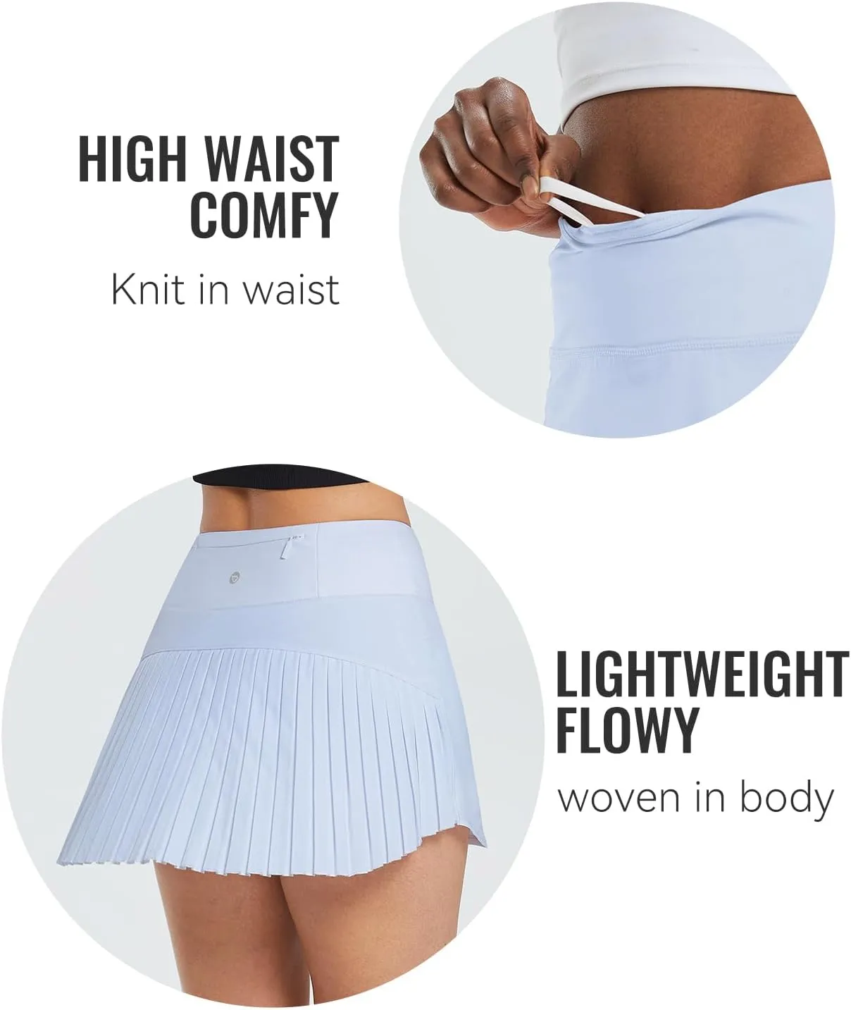 baleaf Women's Pleated Tennis Skirt Golf Skorts for Woman High Waisted Lightweight Athletic Shorts Pockets