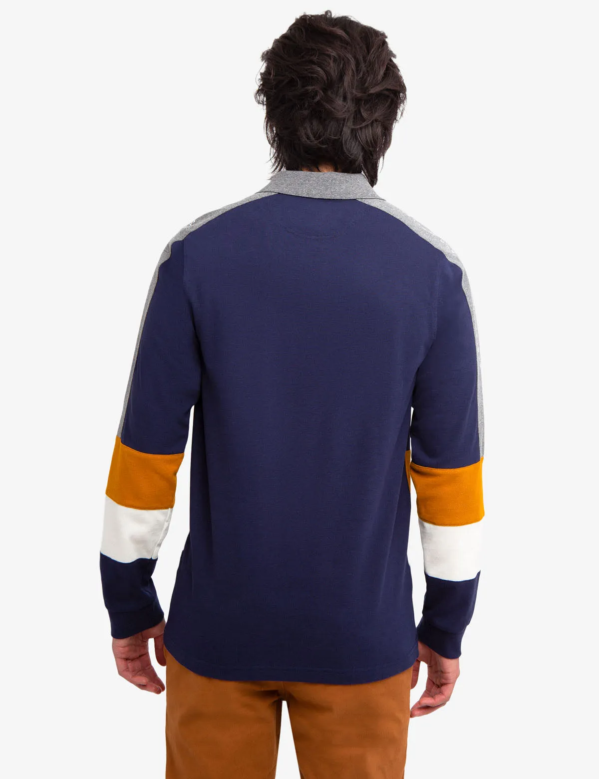 BLACK MALLET COLORBLOCK LONG SLEEVE POLO SHIRT