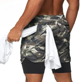 BOOMLEMON Men's 2-in-1 Running Workout Shorts Gym Training Athletic Short Pants with Towel Loop