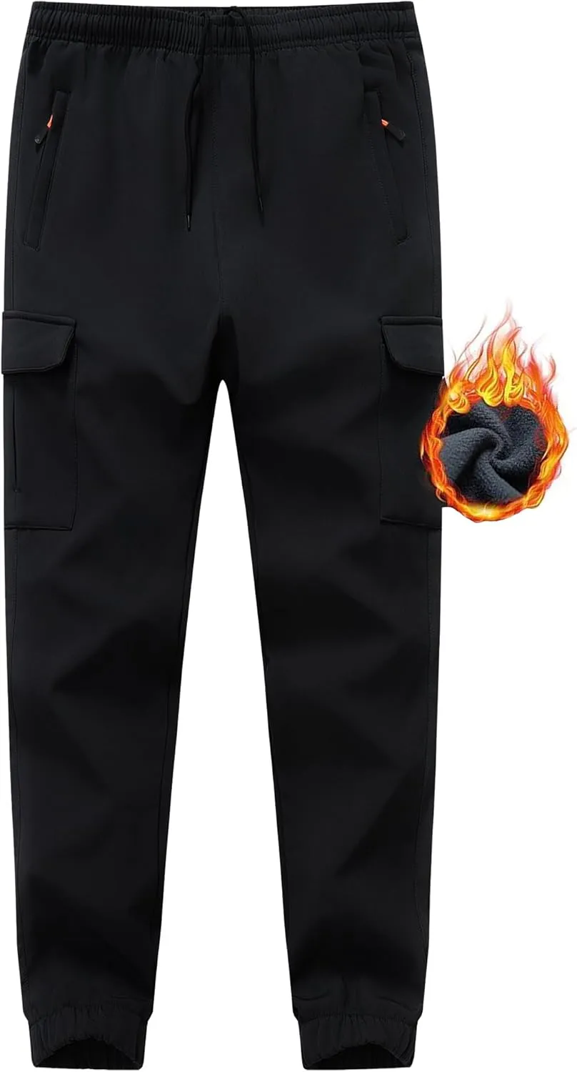 Boys Girls Snow Pants Waterproof Fleece Lined Ski Pants Winter Hiking Pants with Zipper Pockets