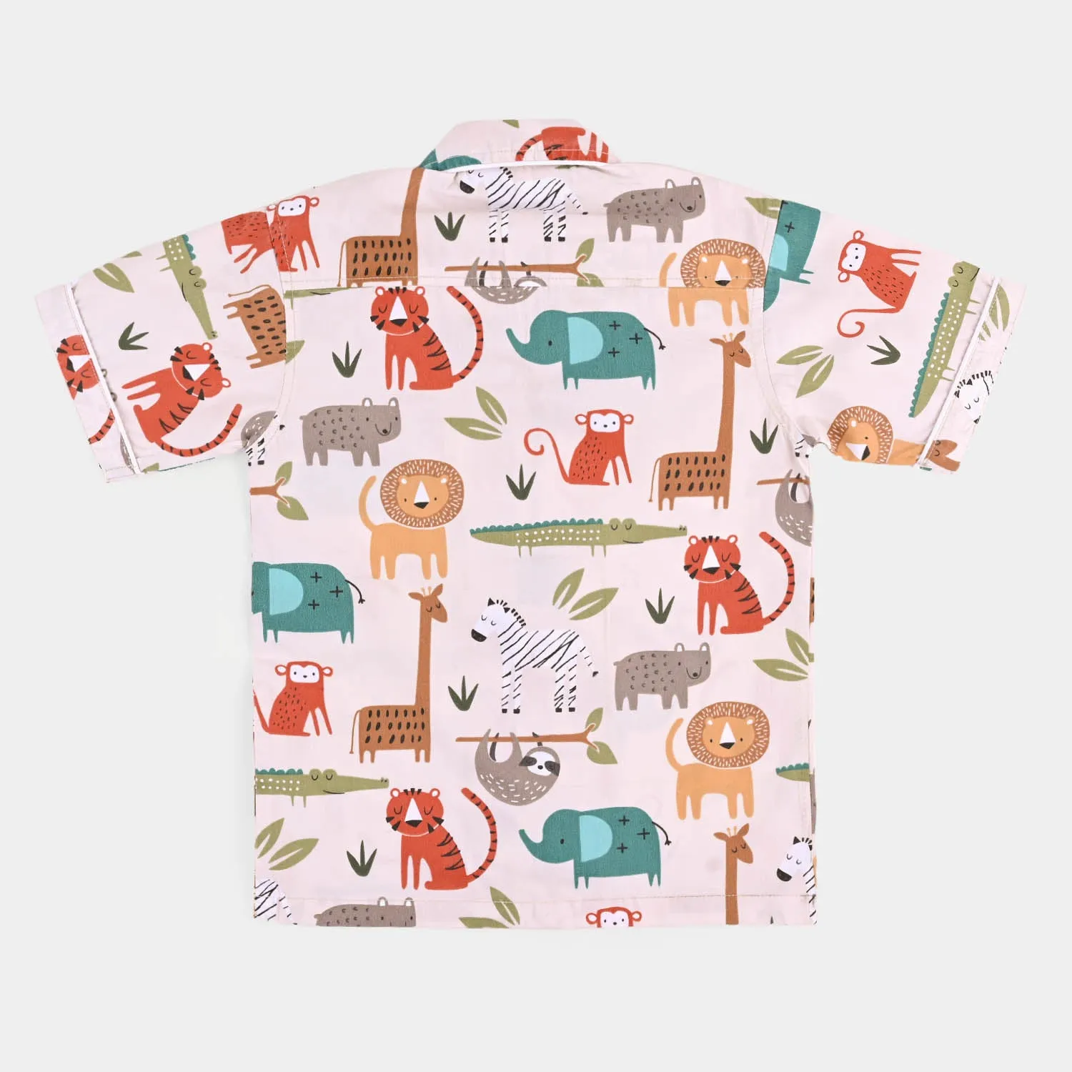 Boys Woven Night Suit Animals - Beige
