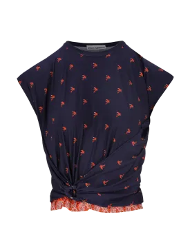 floral-print gathered top