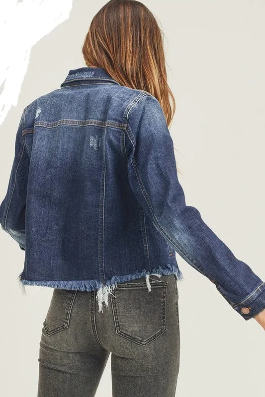 Frayed Hem Denim Jacket