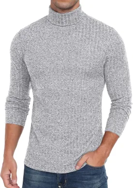 HiMONE Men Turtleneck Shirts Lightweight Long Sleeve Turtle Necks Ribbed Thermal Tops S-XXL
