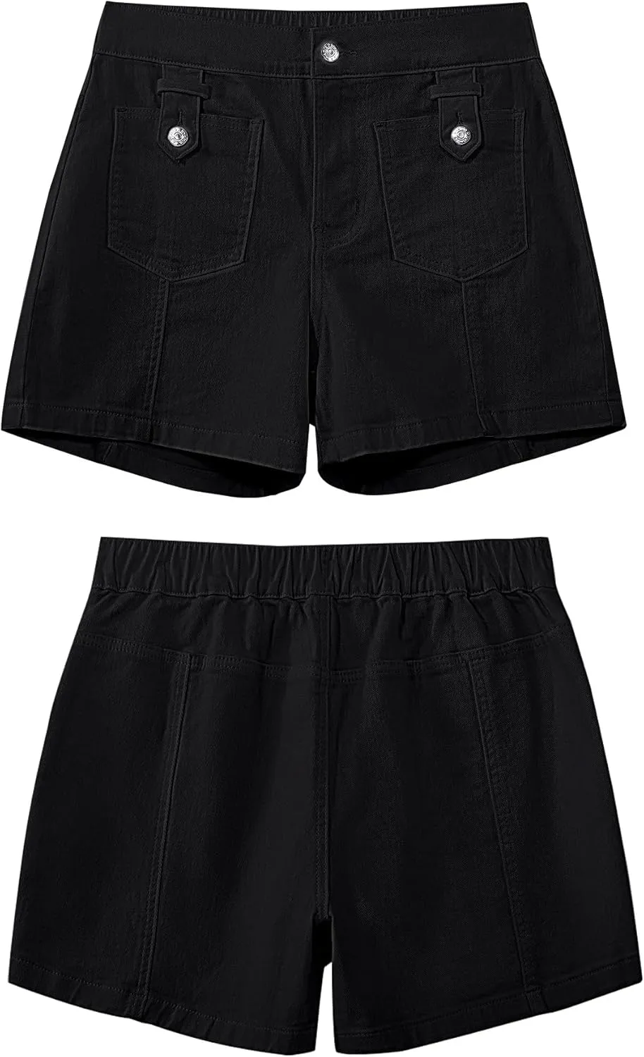 luvamia Jean Shorts for Women High Waisted Wide Leg Elastic Waist Stretchy Denim Jorts Summer Causal Shorts with Pockets
