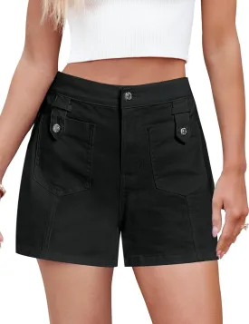 luvamia Jean Shorts for Women High Waisted Wide Leg Elastic Waist Stretchy Denim Jorts Summer Causal Shorts with Pockets