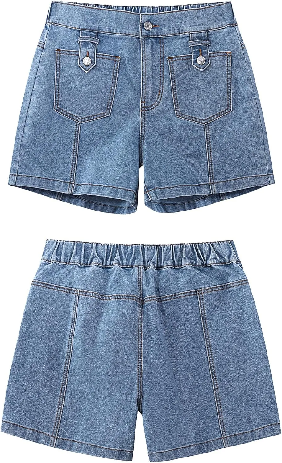 luvamia Jean Shorts for Women High Waisted Wide Leg Elastic Waist Stretchy Denim Jorts Summer Causal Shorts with Pockets