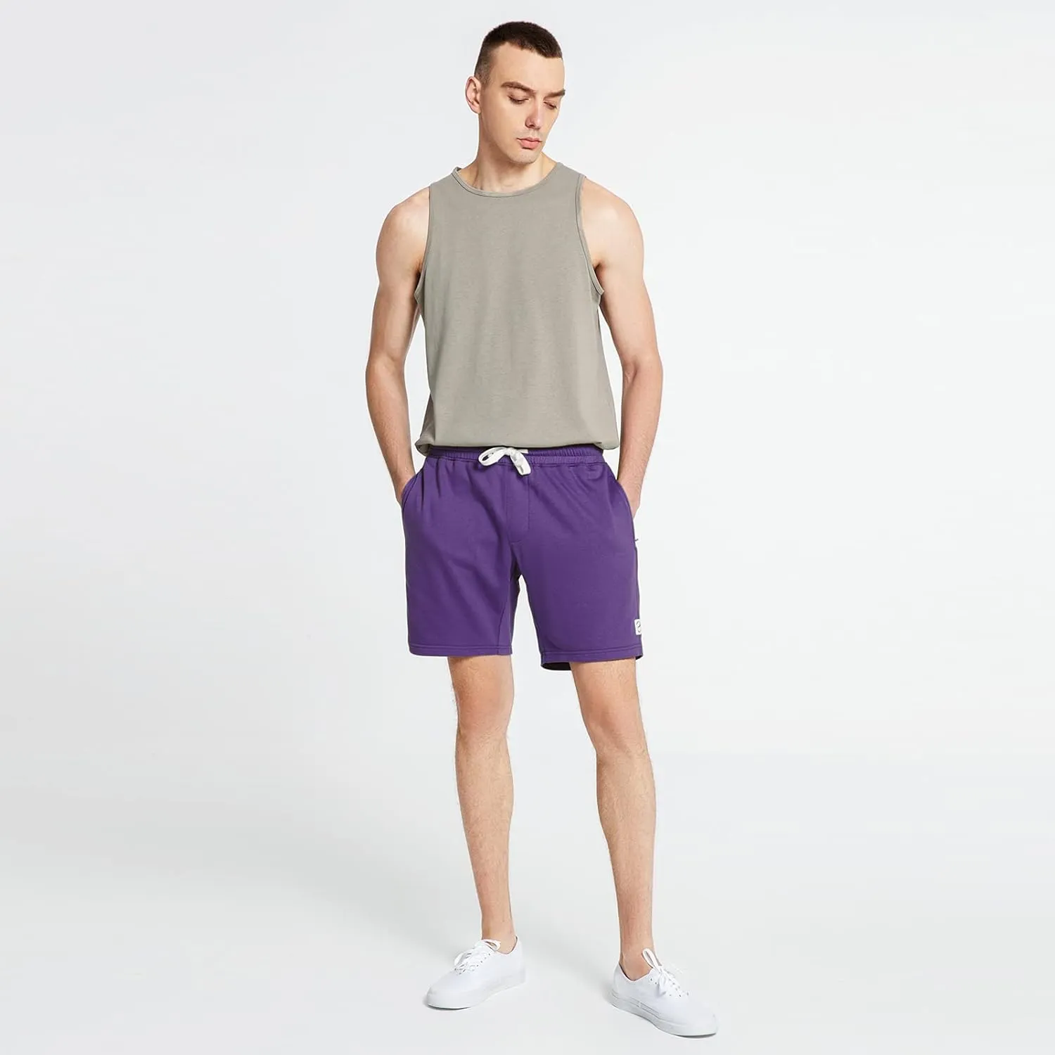 maamgic Mens Sweat Shorts 7" Above Knee Workout Gym Shorts Lounge Shorts with Zipper Pockets