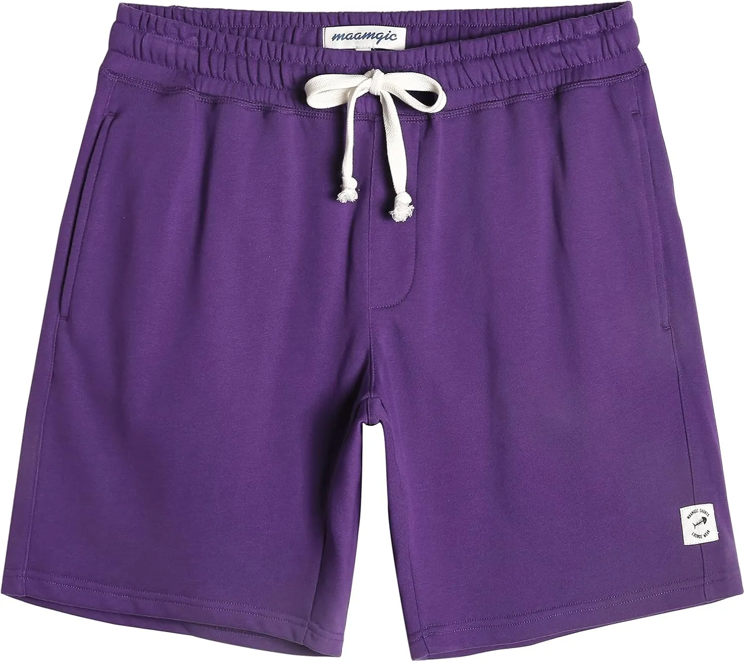 maamgic Mens Sweat Shorts 7" Above Knee Workout Gym Shorts Lounge Shorts with Zipper Pockets