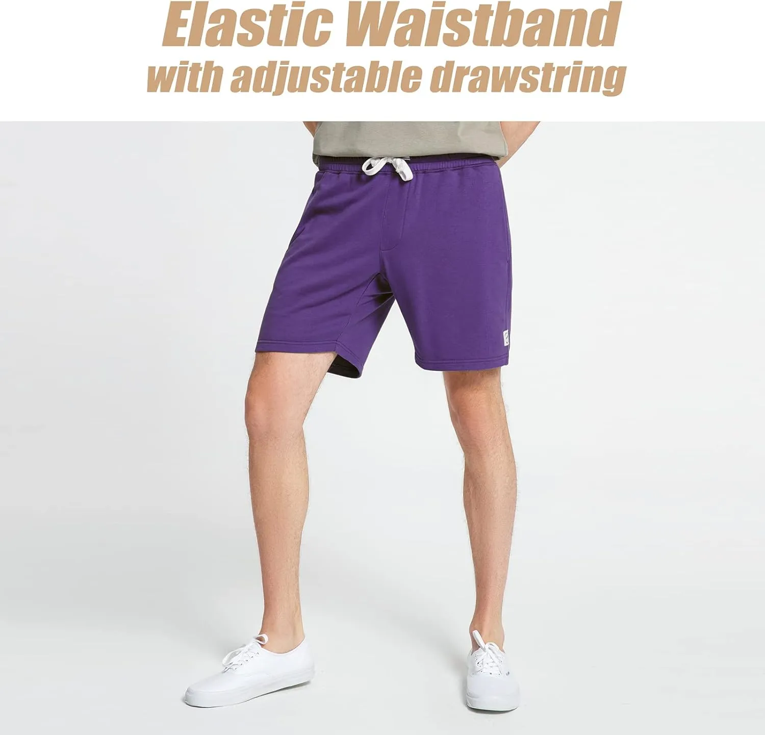 maamgic Mens Sweat Shorts 7" Above Knee Workout Gym Shorts Lounge Shorts with Zipper Pockets