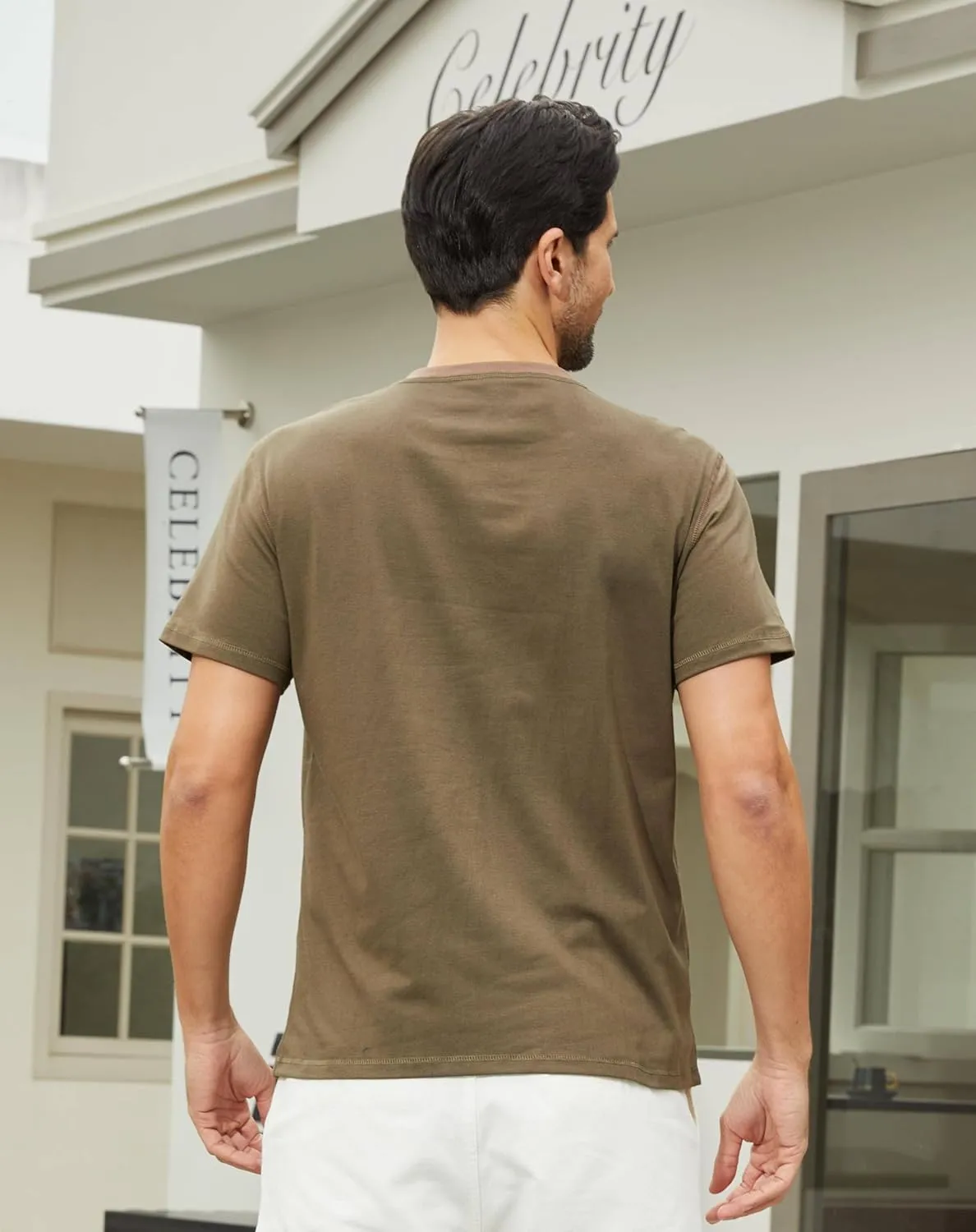 Men's Casual Henley Shirts Classic Button Cotton Short Sleeve T-Shirt Summer Basic Solid Lightweight Tees Tops