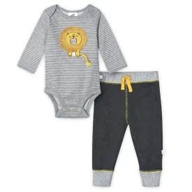 Organic Baby Boys 2-Piece Lil' Lion Long Sleeve Bodysuit and Pant Set