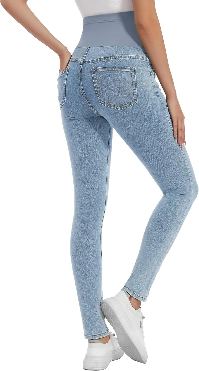 PACBREEZE Women's Maternity Jeans Over Belly Skinny Stretchy Denim Pants Comfy Slim Pregnancy Pants