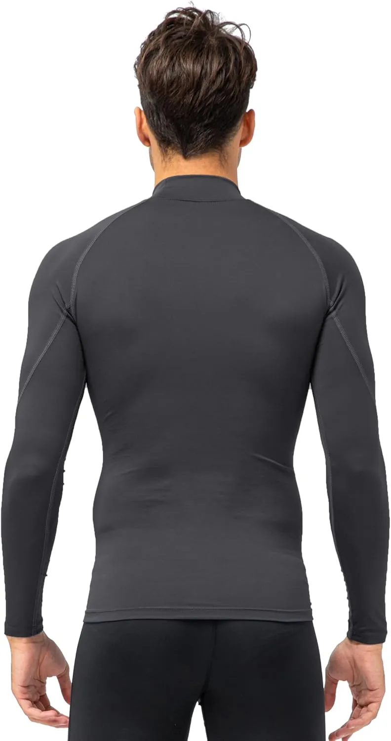 Queerier Men's Turtleneck Compression Shirts Long Sleeve Mock Thermal Base Layer Top Athletic Cool Dry Sports Undershirts
