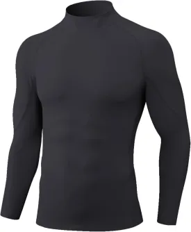 Queerier Men's Turtleneck Compression Shirts Long Sleeve Mock Thermal Base Layer Top Athletic Cool Dry Sports Undershirts