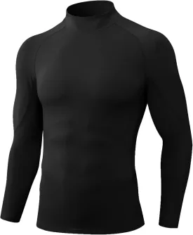 Queerier Men's Turtleneck Compression Shirts Long Sleeve Mock Thermal Base Layer Top Athletic Cool Dry Sports Undershirts