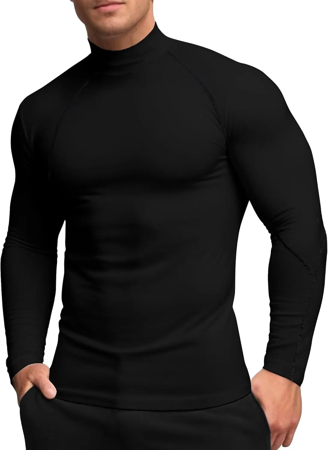 Queerier Men's Turtleneck Compression Shirts Long Sleeve Mock Thermal Base Layer Top Athletic Cool Dry Sports Undershirts