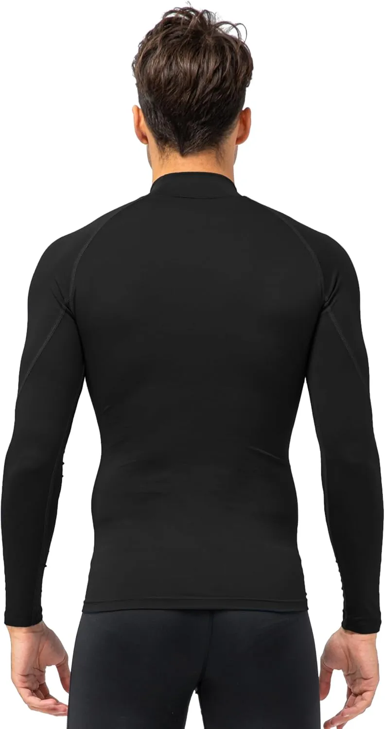 Queerier Men's Turtleneck Compression Shirts Long Sleeve Mock Thermal Base Layer Top Athletic Cool Dry Sports Undershirts
