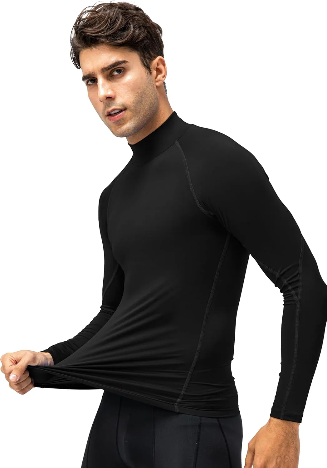 Queerier Men's Turtleneck Compression Shirts Long Sleeve Mock Thermal Base Layer Top Athletic Cool Dry Sports Undershirts