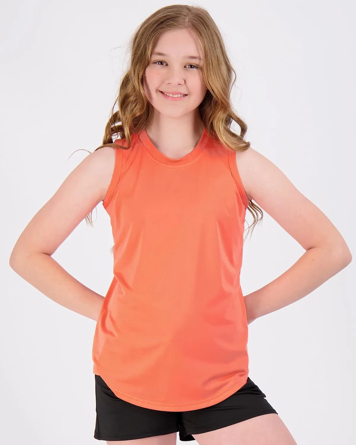 Real Essentials 4 Pack: Girls Active Dry Fit Performance Tank Top