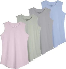 Real Essentials 4 Pack: Girls Active Dry Fit Performance Tank Top