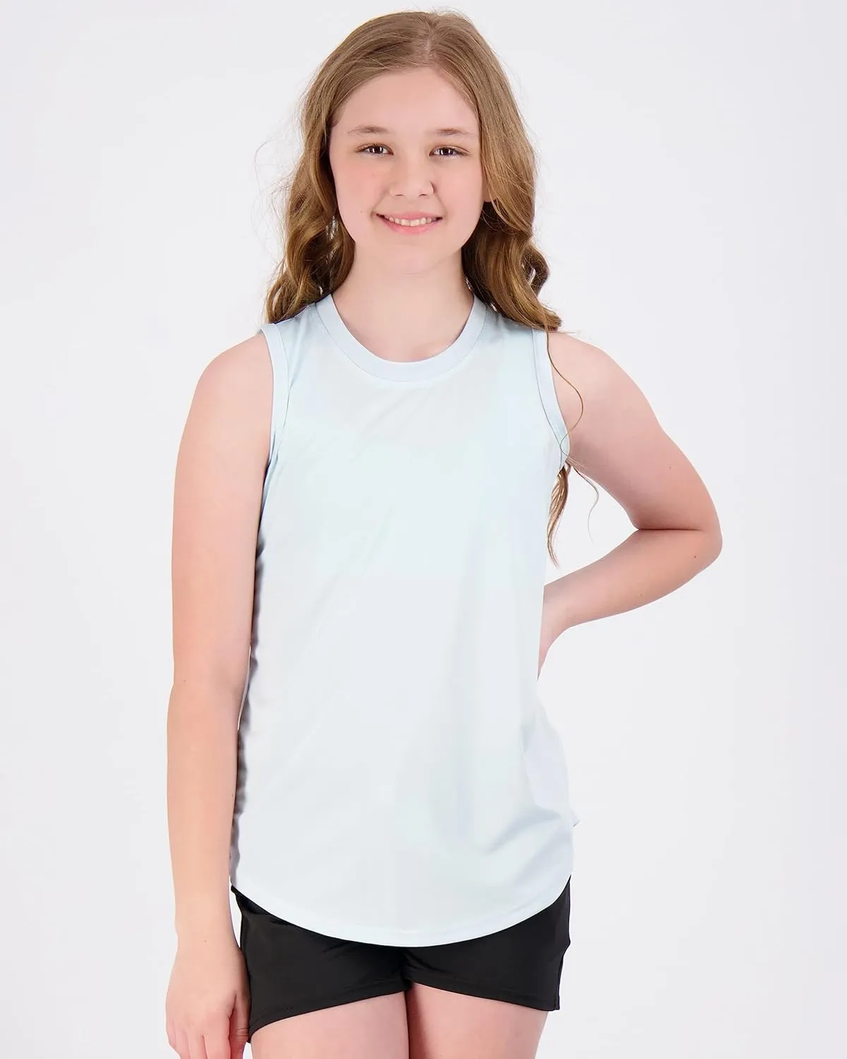 Real Essentials 4 Pack: Girls Active Dry Fit Performance Tank Top