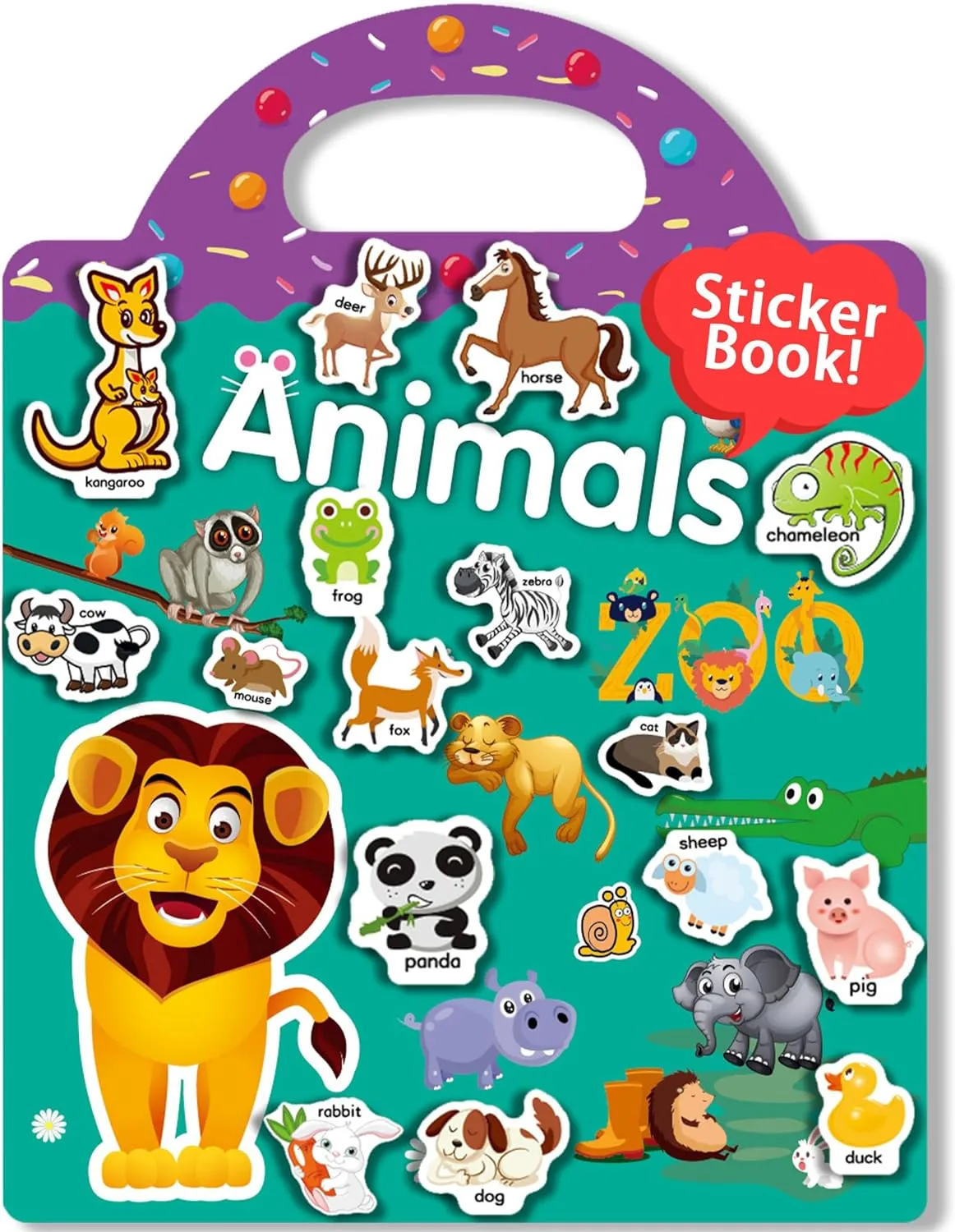 Reusable Animal Sticker Book for Kids Toddlers 2-4 Years, Preschool Learning Activities Waterproof Sticker Books for Teens Girls Boys