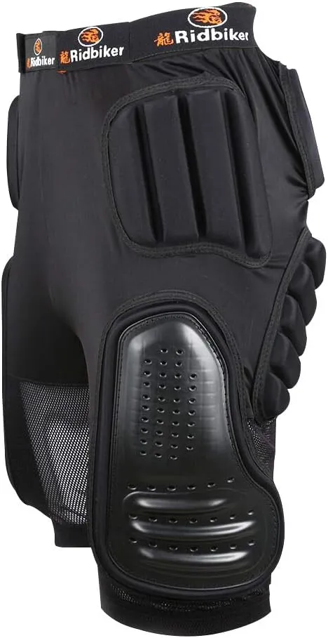 RIDBIKER 3D Padded Protection Short Pants for Snowboard, Skate and Ski Snowboard Pants, 5.0 Armor Pants Hip Pads