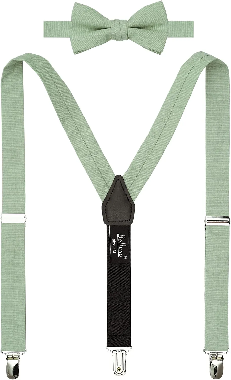 Solid Pre-tied Bow Tie and Suspenders Set for Boys and Youths Events, Parties, Wedding, Cotton and Linen