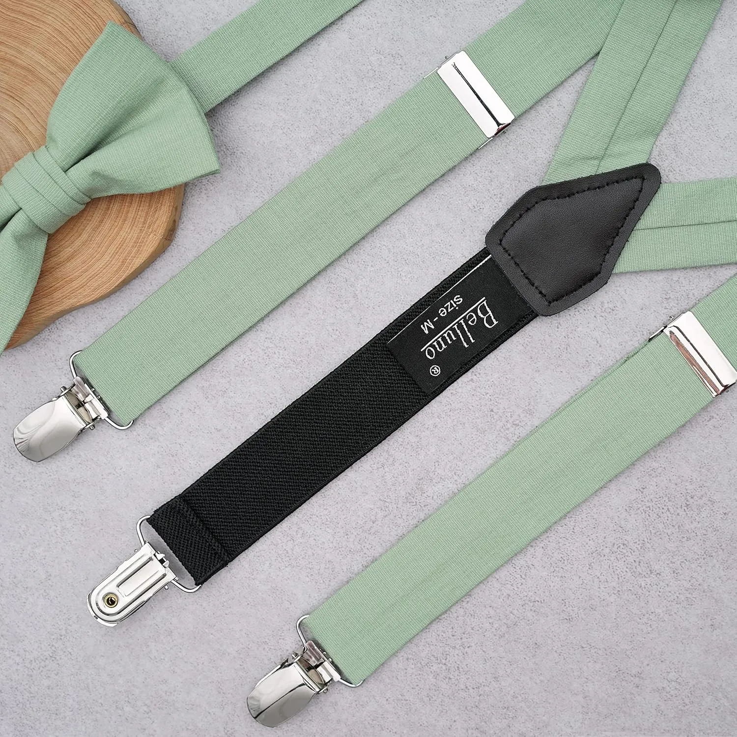Solid Pre-tied Bow Tie and Suspenders Set for Boys and Youths Events, Parties, Wedding, Cotton and Linen