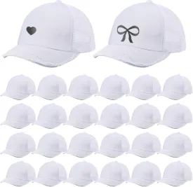 Suhine 24 Pcs Blank Baseball Caps Bulk Unisex Vintage Cap Mesh Distressed Hats Plain Adjustable Dad Hat for Women Men Trucker
