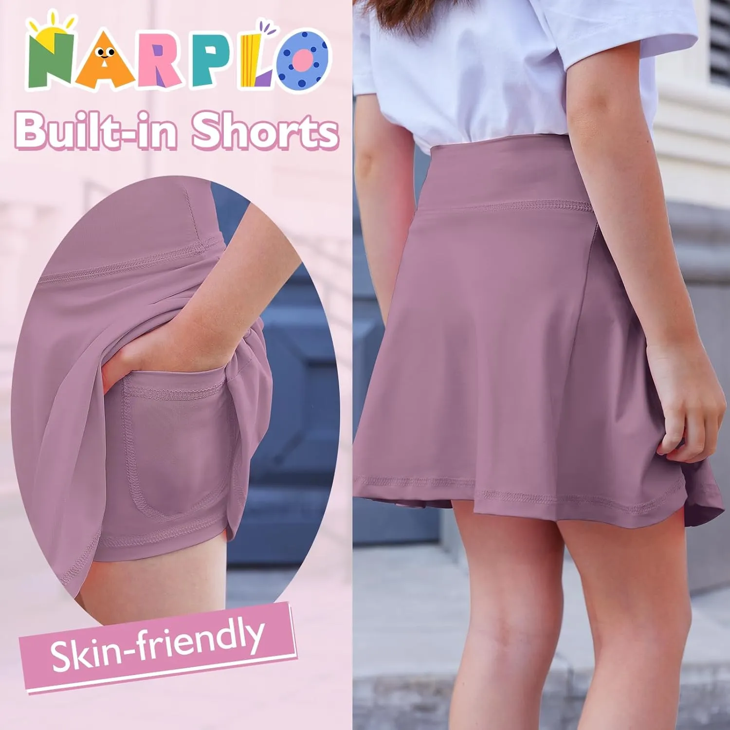Toddler Girls Skirts Skorts Built in Shorts Baby Summer Flowy Tennis Athletic Skirts Skorts for Girls with Pockets