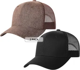 TSSGBL 2 Pack Snapback Trucker Baseball Hats Mesh Back Adjustable Blank Ball Caps for Men Women