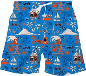 Wes and Willy Luau Swim Trunks in Blue