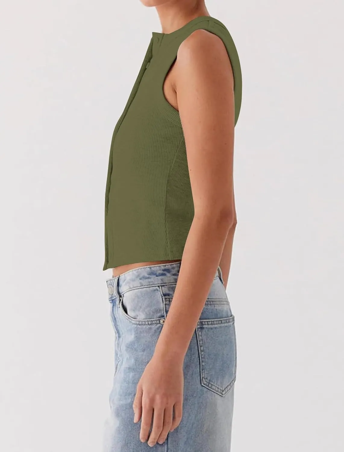 Womens Going Out Tops Summer Spring Ribbed Tank Sexy Crop Cute Y2K Button Down T Shirts Fashion Clothes 2025