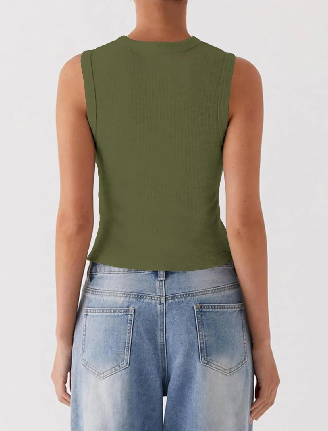Womens Going Out Tops Summer Spring Ribbed Tank Sexy Crop Cute Y2K Button Down T Shirts Fashion Clothes 2025