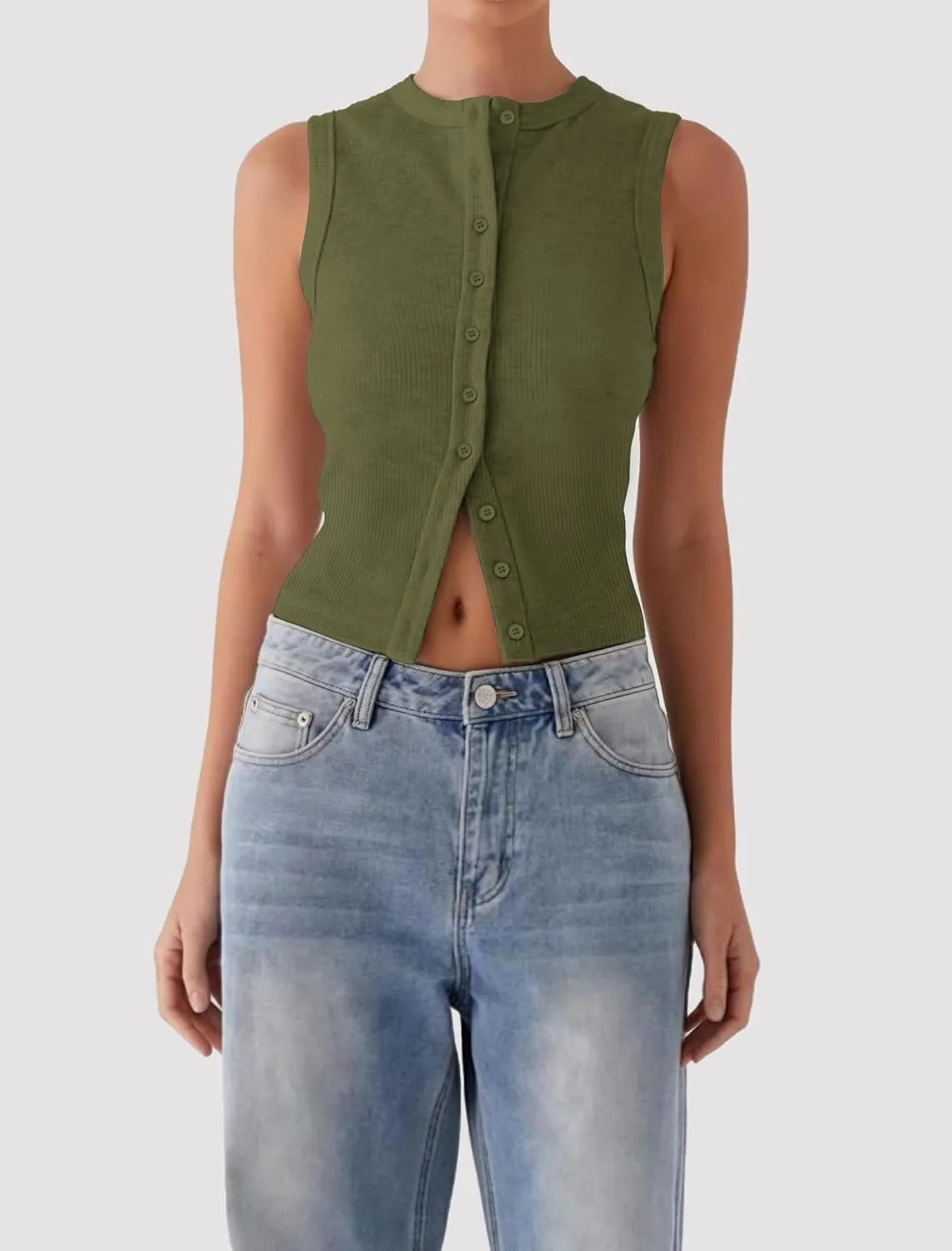Womens Going Out Tops Summer Spring Ribbed Tank Sexy Crop Cute Y2K Button Down T Shirts Fashion Clothes 2025