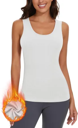 WOWENY Thermal Tank Top for Women Fleece Lined Thermal Shirts Sleeveless Tops Camisole Warm Base Layer Vest Cold Weather